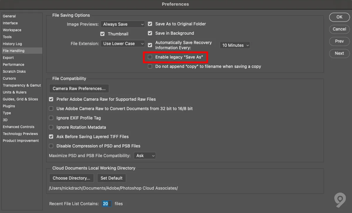فعال سازی ذخیره فتوشاپ با فرمت jpg