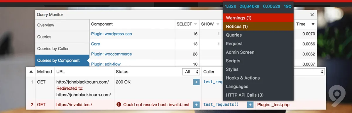 افزایش سرعت پیشخوان وردپرس، افزونه رایگان Query Monitor